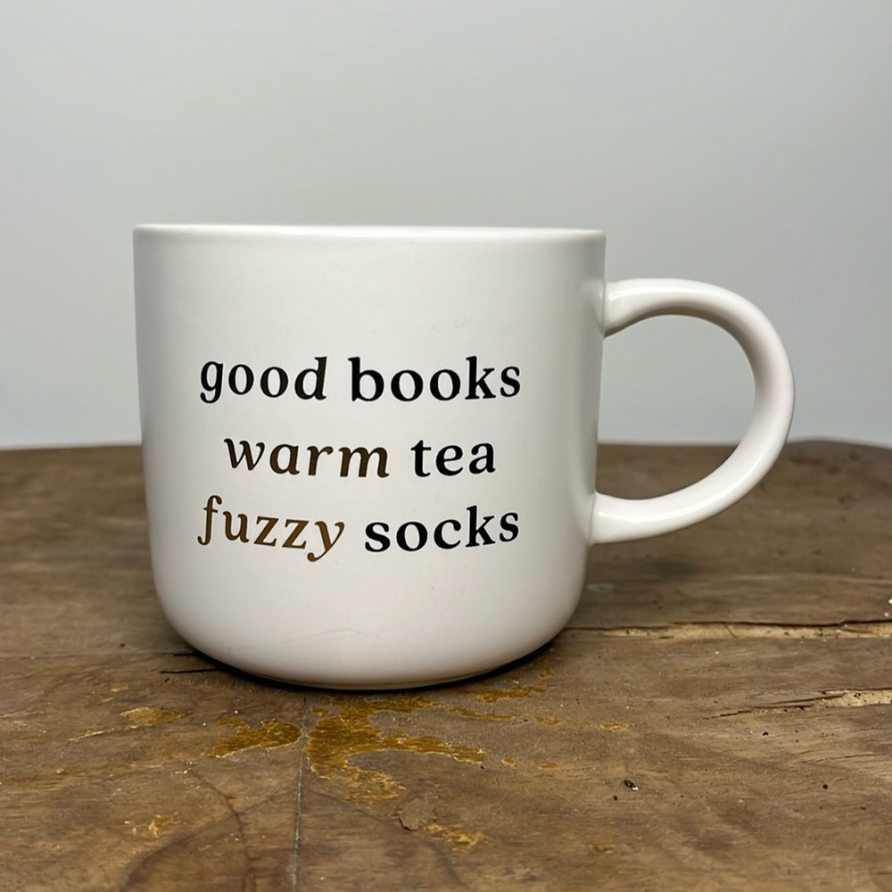 INDIGO - Good books, warm tea, fuzzy socks - Light Pink Mug